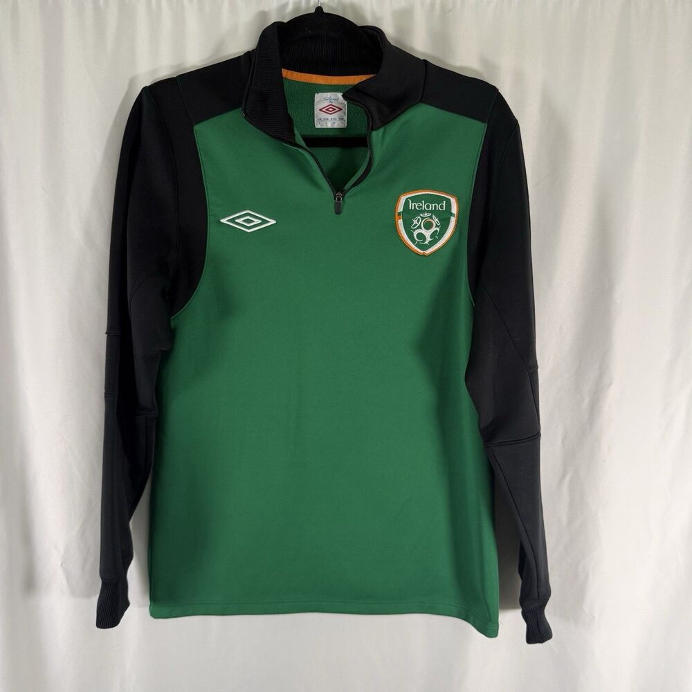 Umbro Ireland 1/4 Zip Sweater Men's Small Green Long Sleeve Soccer Pullover